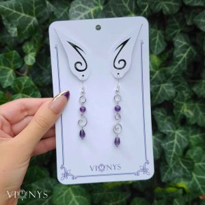 Silver earrings with purple fluorite - Ireya