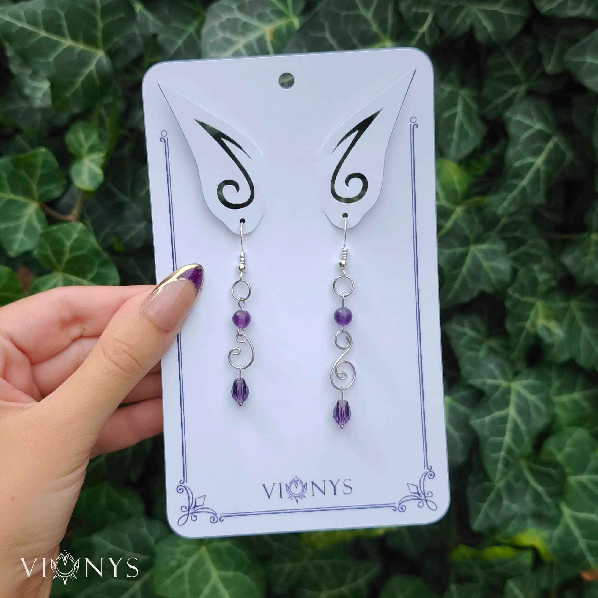 Silver earrings with purple fluorite - Ireya