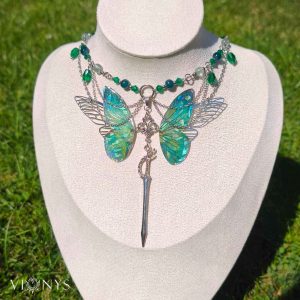 Silver fantasy butterfly necklace with Fluorite - Lesianna